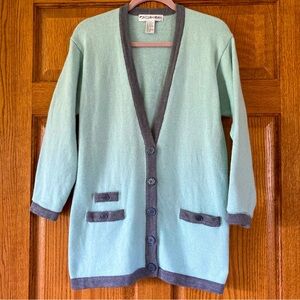 JH Collectibles Mint & Gray Button-up Cardigan Sweater Large
